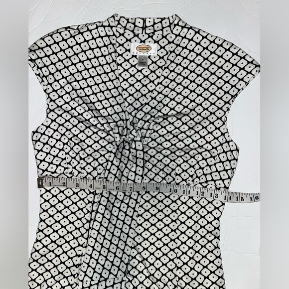 Talbots Petite Black and White Knit Midi Fit Flare Dress - Picture 8 of 15